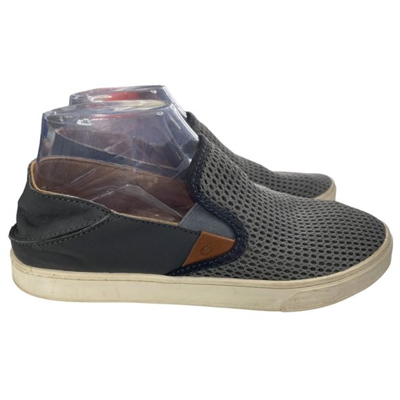 OluKai Women’s Pehuea Grey Fabric Collapsible Heel Casual Sneakers Size 8 EUC - Picture 1 of 9